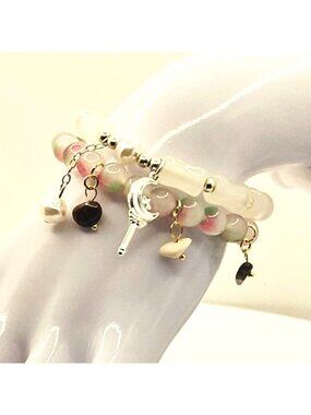 Moon Charm Bracelet Stack, Celestial Beaded Bracelet Set, Witchy Coquette